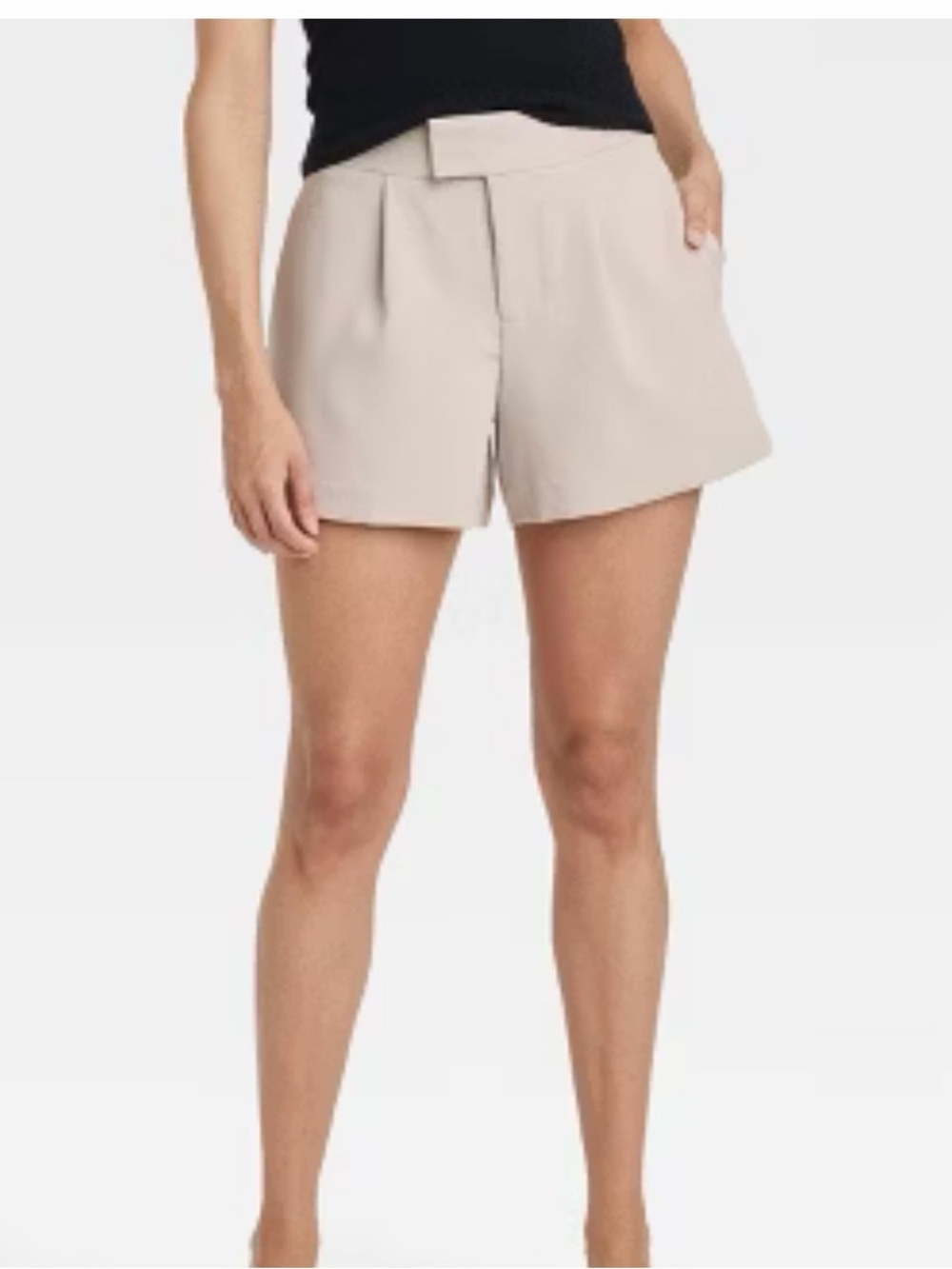 a new day Black High-Waist Pleated Tailored Shorts
